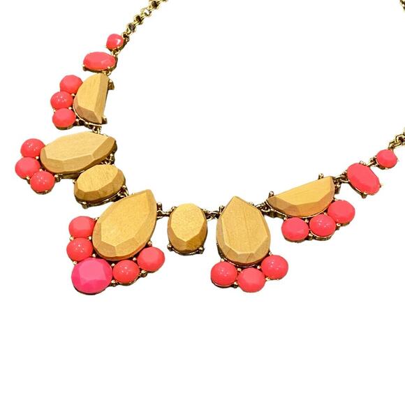 Kate Spade New York 'Day Tripper' Stone Bib Necklace Hot Pink/Wood - Picture 3 of 7